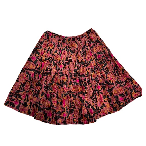 Alfani 100% Silk Floral Midi Skirt EUC, Burgundy Pink Black Lined - Picture 2 of 5